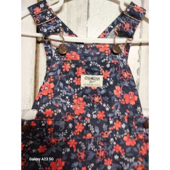 Osh Kosh Girls Blue Floral Overalls (Size: 9M) - Picture 2 of 5